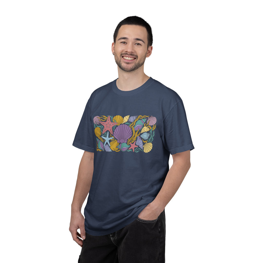 Seashell Starfish Shirt, Pastel Beach Shell Collage Tee, Coastal Summer Shirt, Beach Lover Gift