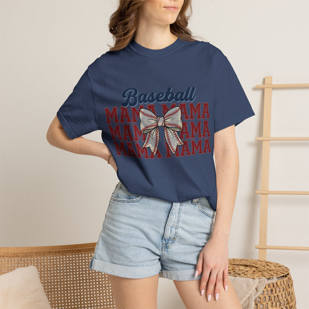 Baseball Mama Three Row Shirt, Varsity Repeat Mama Tee, Baseball Bow Mom Shirt, Little League Gift