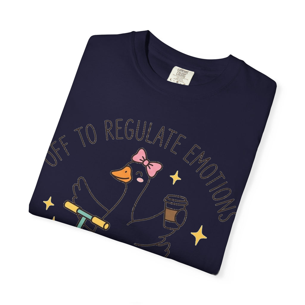 Off To Regulate Emotions Shirt, Funny Therapy Goose Scooter Tee, Mental Health Humor Shirt, Therapist Gift