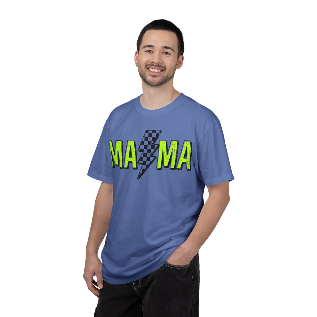 Mama Lightning Bolt Shirt, Neon Green Checkered Bolt Tee, Edgy Mom Shirt, Mama Gift