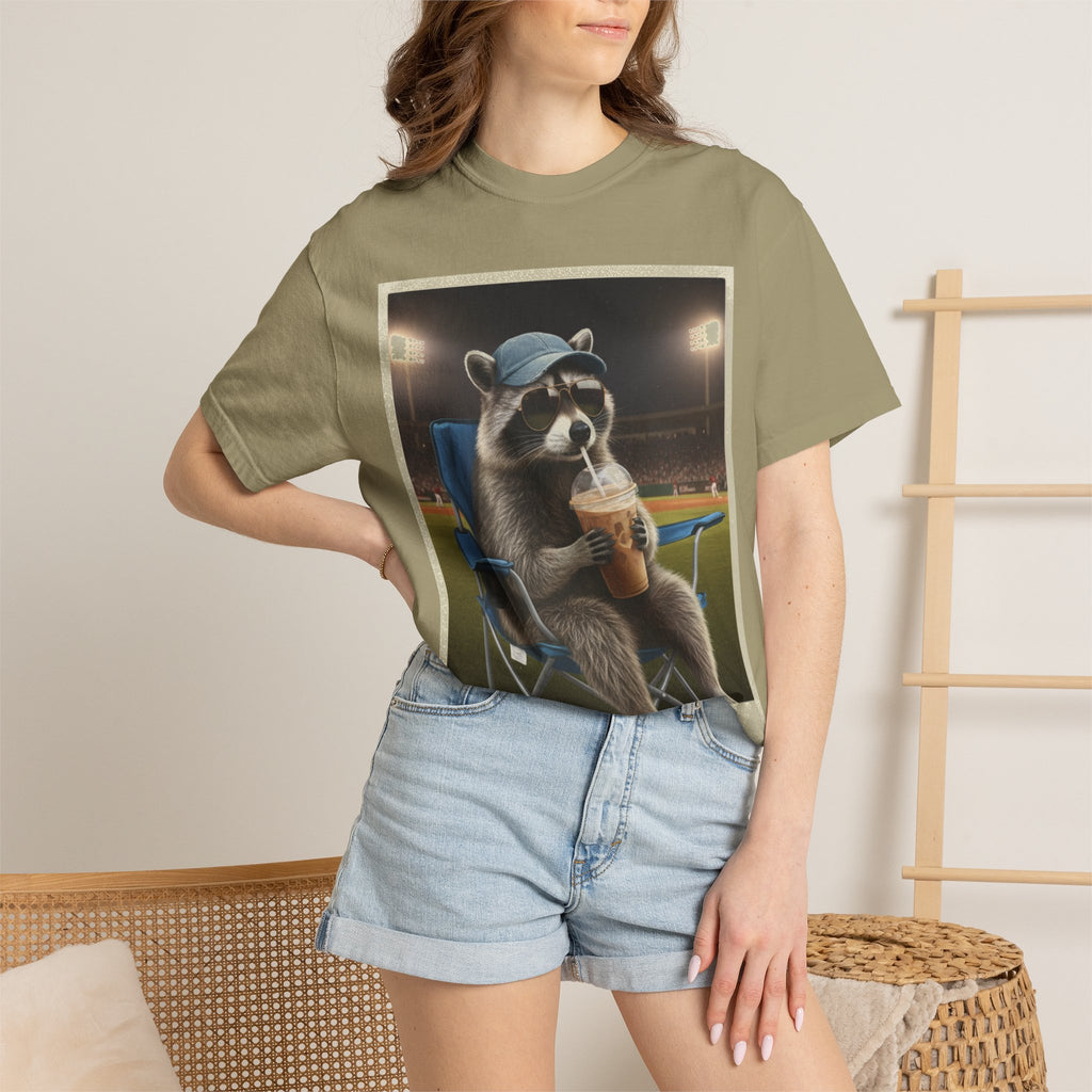 Baseball Raccoon Shirt, I Live Here Now Tee, Funny Ballpark Iced Coffee Shirt, Baseball Mom Gift