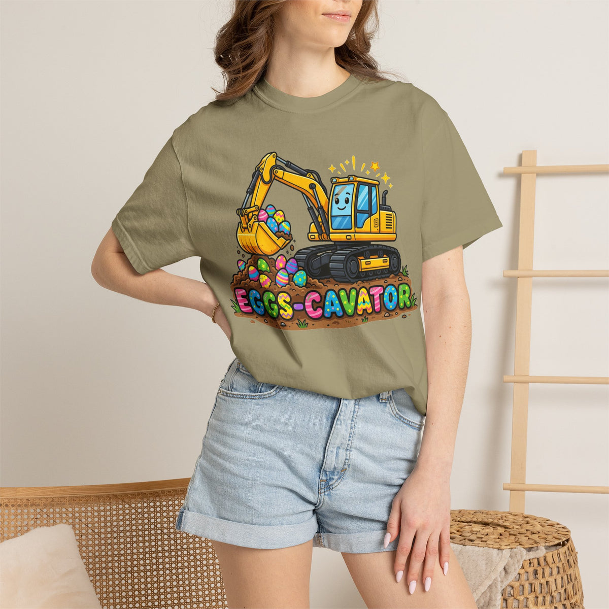 Eggs-Cavator Excavator Shirt, Funny Easter Construction Tee, Digger Easter Egg Shirt, Boys Easter Gift