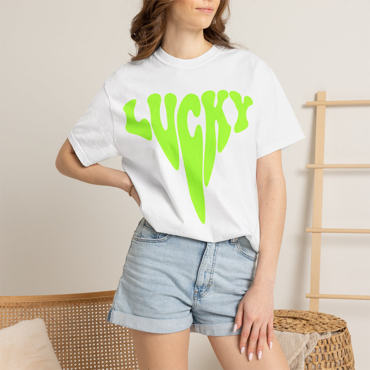 Lucky Drip Shirt, Neon Psychedelic Lettering Tee, Trippy St Patricks Day Shirt, Rave Gift