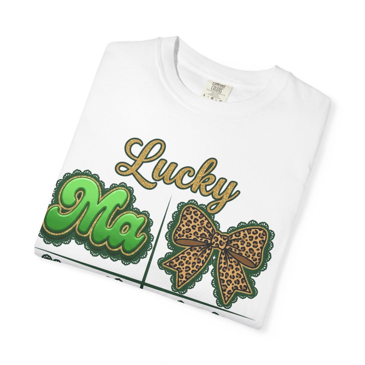 Lucky Mama Shirt, St Patricks Day Leopard Bow Tee, Green Glitter Mama Shirt, Irish Mom Gift
