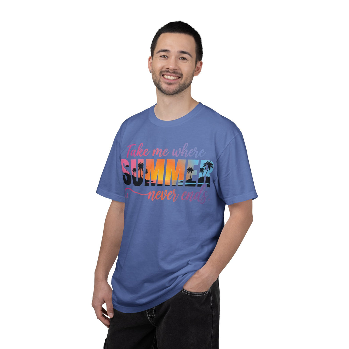 Take Me Where Summer Never Ends Bright Shirt, Tropical Sunset Type Tee, Vacation Shirt, Beach Gift