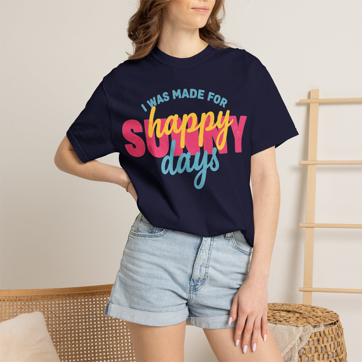 I Was Made For Happy Sunny Days Pastel Shirt, Soft Retro Summer Tee, Beach Vacation Shirt, Summer Gift