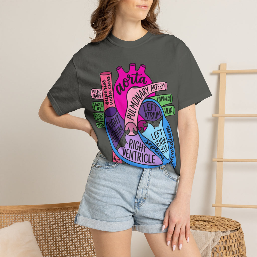 Anatomical Heart Diagram Shirt, Labelled Cardiac Anatomy Tee, Cardiology Nurse Shirt, Med Student Gift