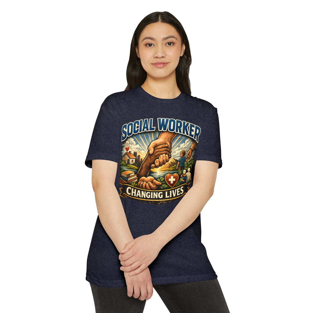 Social Worker T-Shirt — "Changing Lives" Graphic Tee for Caregivers & Advocates