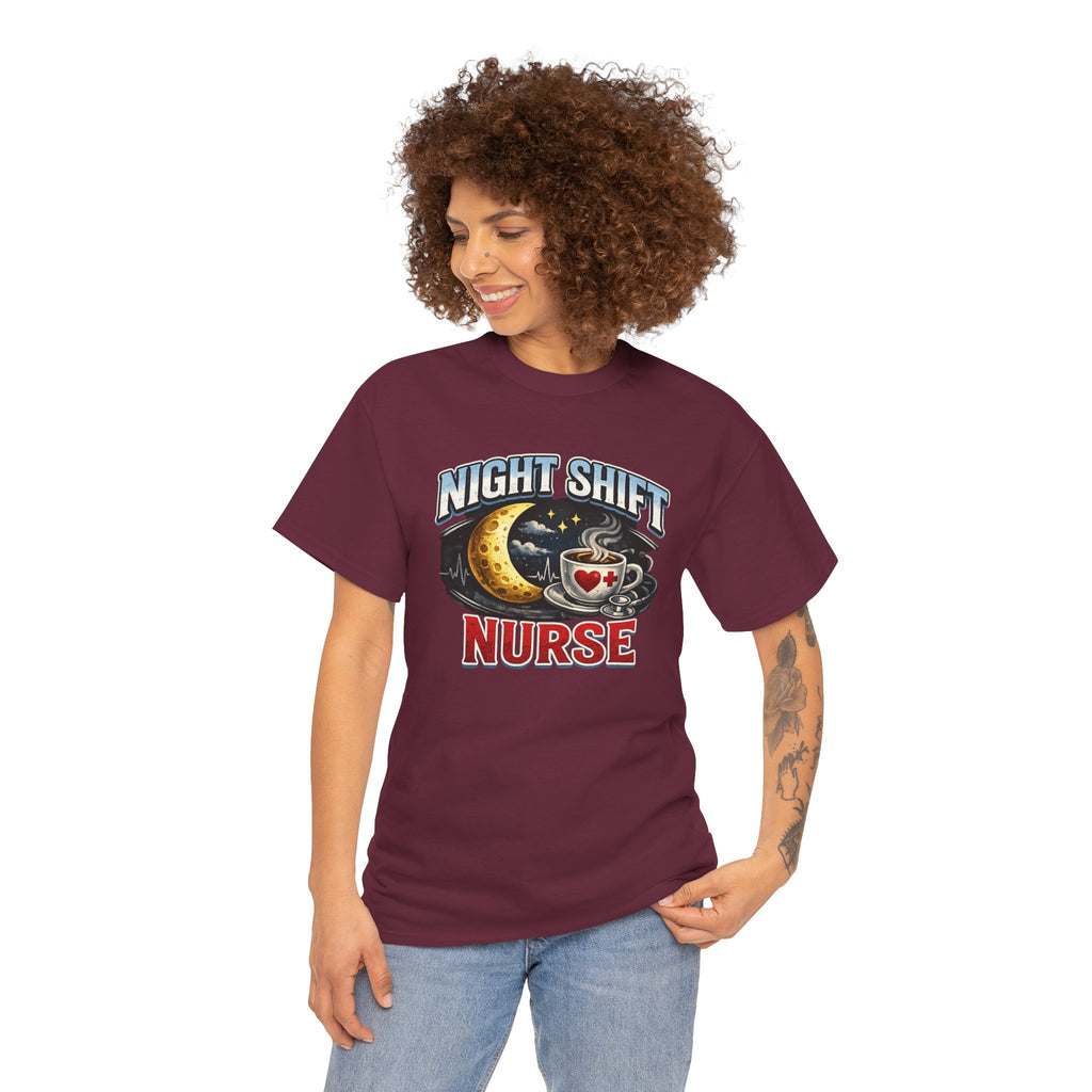 Night Shift Nurse T‑Shirt - Cute Moon & Coffee Graphic Tee for Nurses
