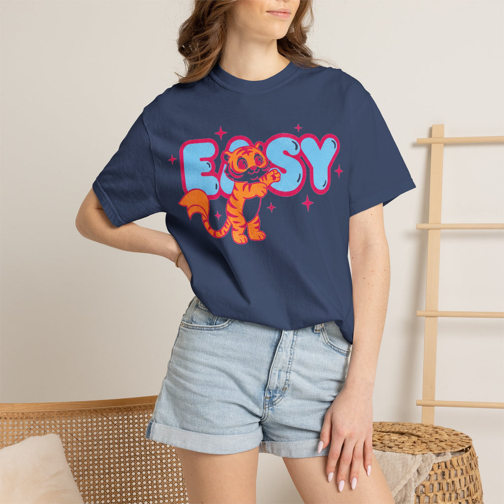 Easy Tiger Centre Cub Shirt, Y2K Retro Bubble Tiger Tee, Pink Sparkle Shirt, Funny Flirty Gift