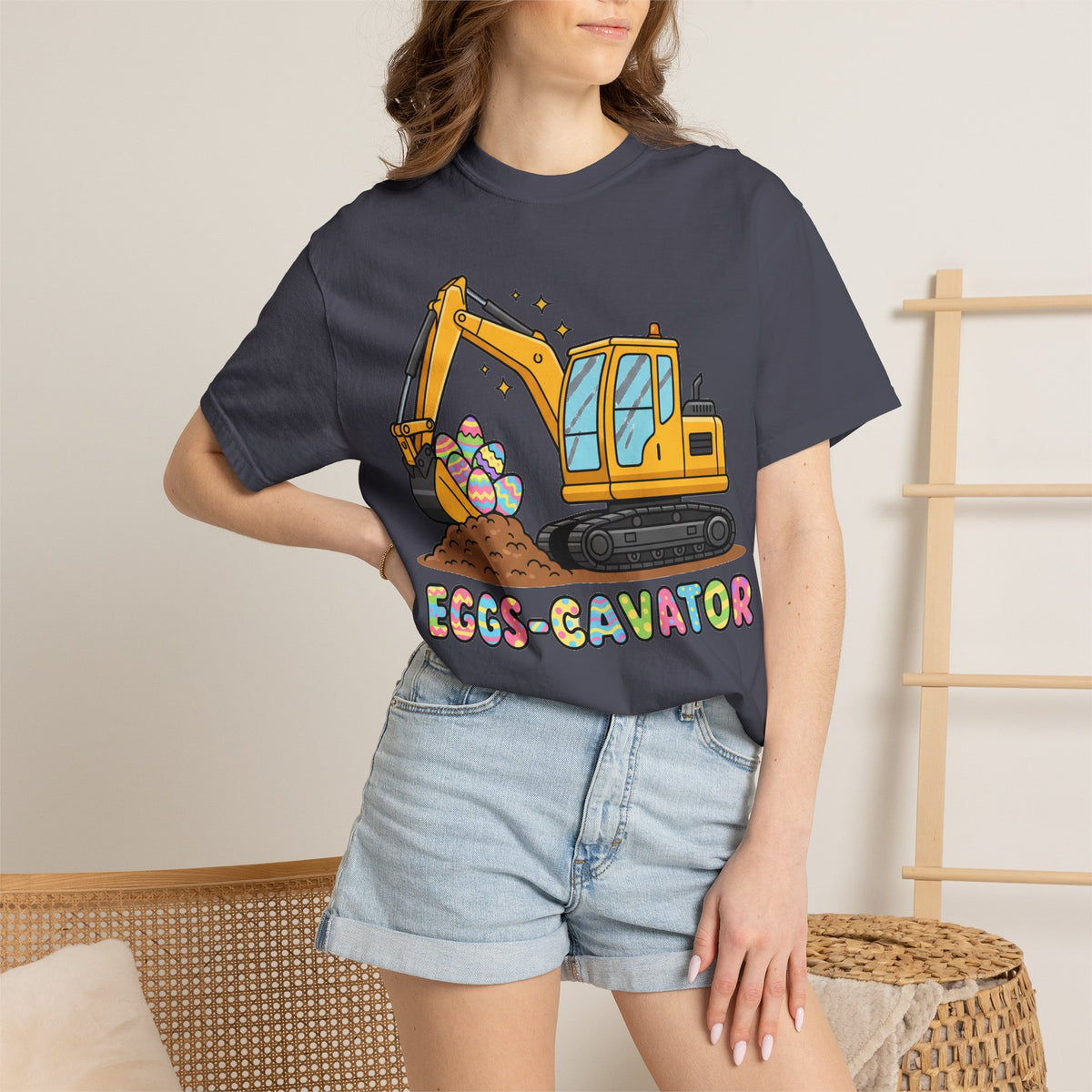 Eggs-Cavator Big Digger Shirt, Easter Excavator Tee, Construction Easter Shirt, Kids Easter Gift