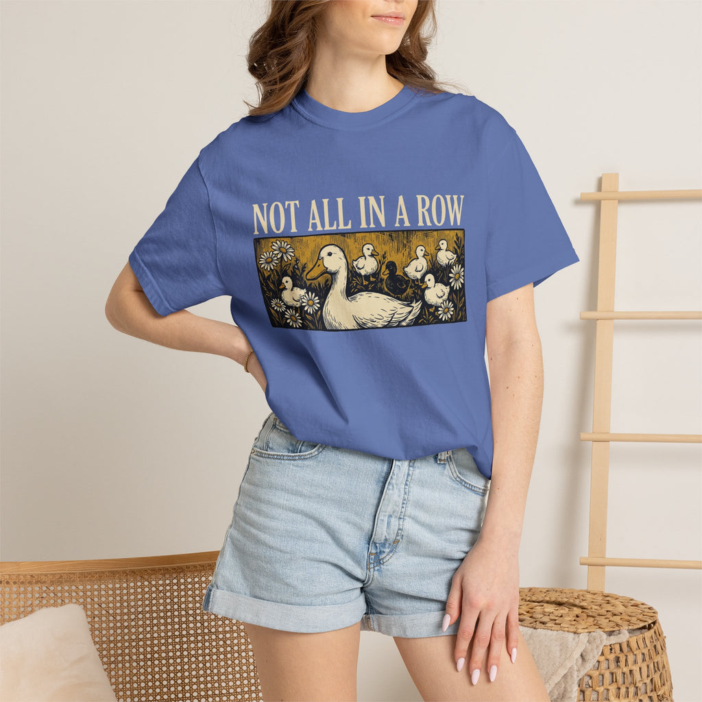 Not All In A Row Gold Panel Shirt, Woodcut Duck Family Tee, Folk Art Duck Shirt, Funny Gift