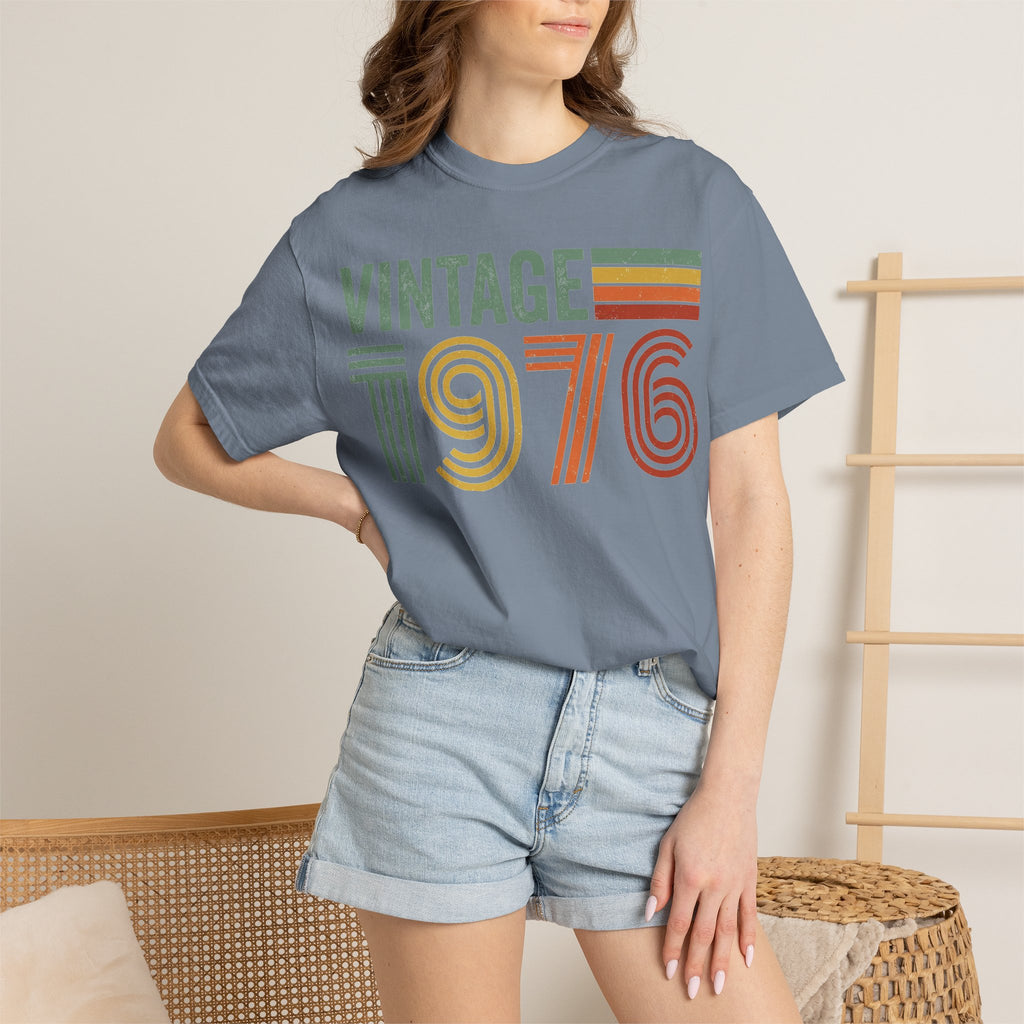 Vintage 1976 Wide Shirt, Retro Striped Birth Year Tee, 50th Birthday Shirt, 1976 Gift