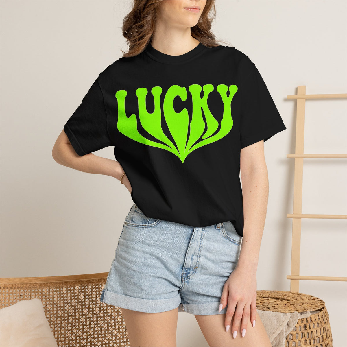 Lucky Drippy Type Shirt, Neon Green Psychedelic Tee, Retro St Patricks Day Shirt, Rave Gift