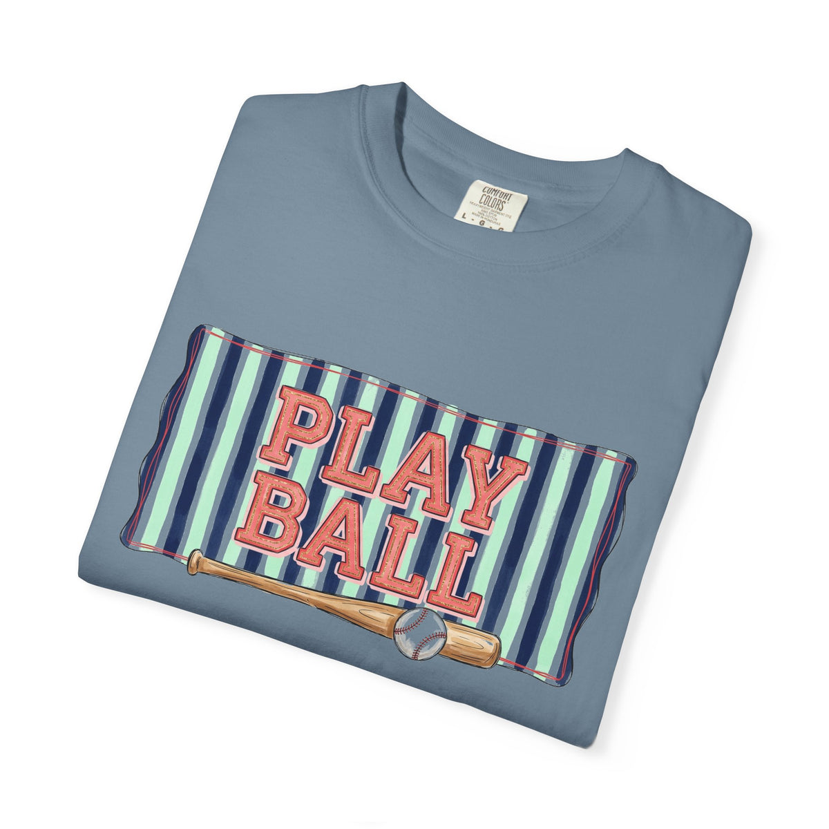 Play Ball Wide Stripe Shirt, Baseball Bat And Ball Tee, Vintage Game Day Shirt, Baseball Mom Gift
