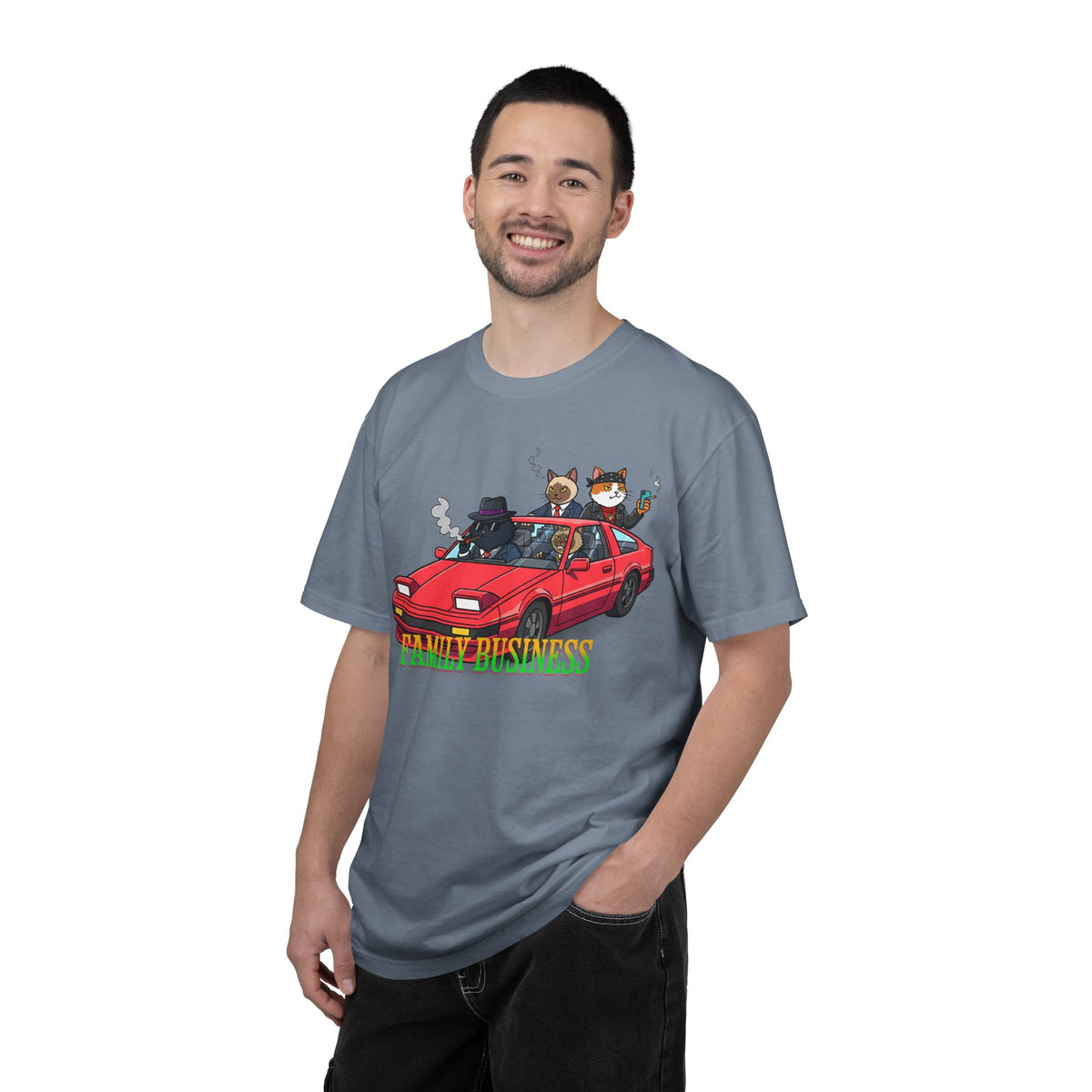 Family Business T-Shirt — Retro Car with Fox Crew Graphic