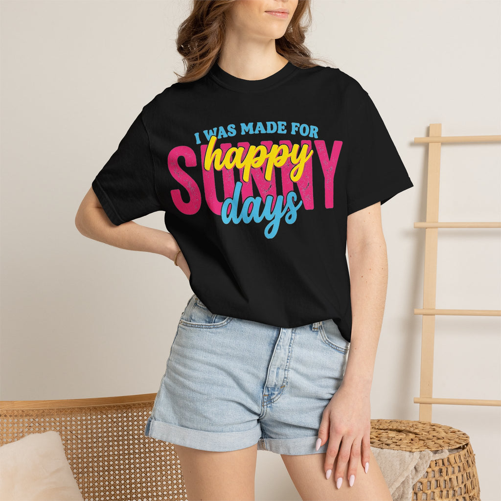 Happy Sunny Days Wide Shirt, Retro Layered Type Summer Tee, Bright Vacation Shirt, Summer Gift