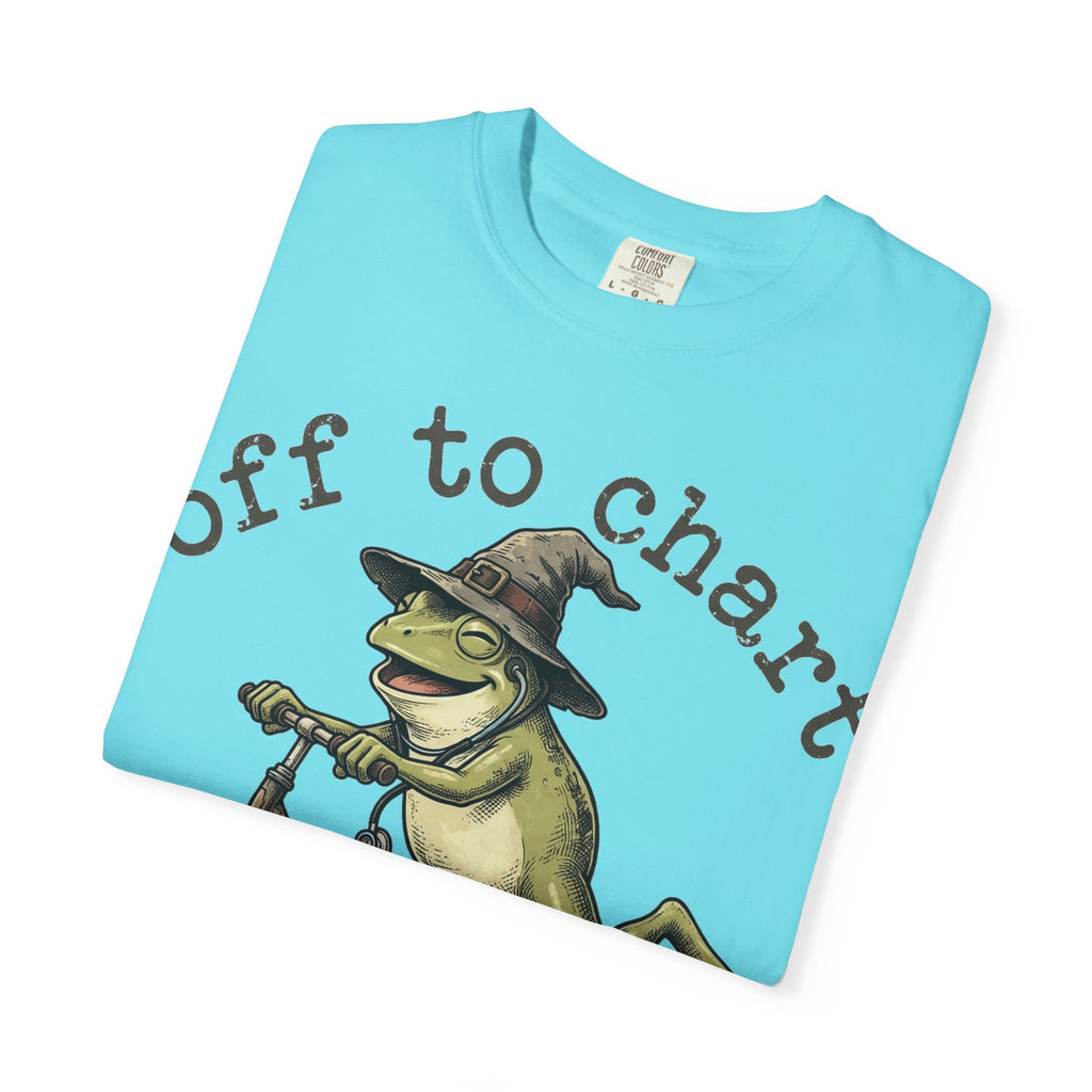 Off To Chart Grinning Frog Shirt, Nurse Frog Scooter Tee, Funny Charting Shirt, RN Gift