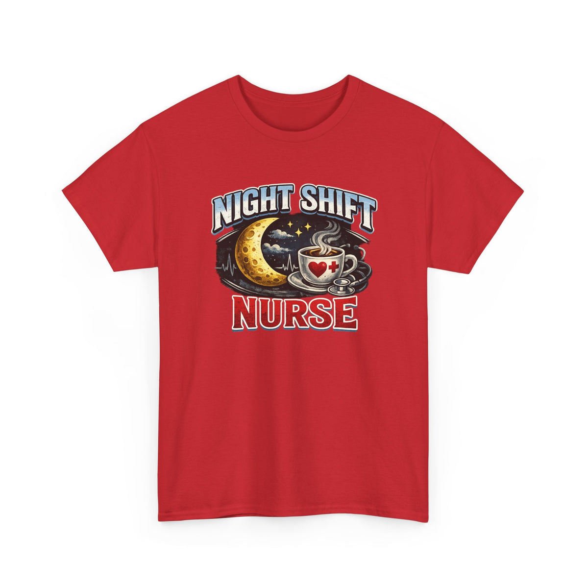 Night Shift Nurse T‑Shirt - Cute Moon & Coffee Graphic Tee for Nurses