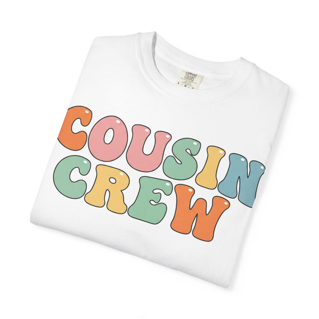 Cousin Crew Stacked Shirt, Groovy Retro Pastel Tee, Matching Cousins Reunion Shirt, Family Gift
