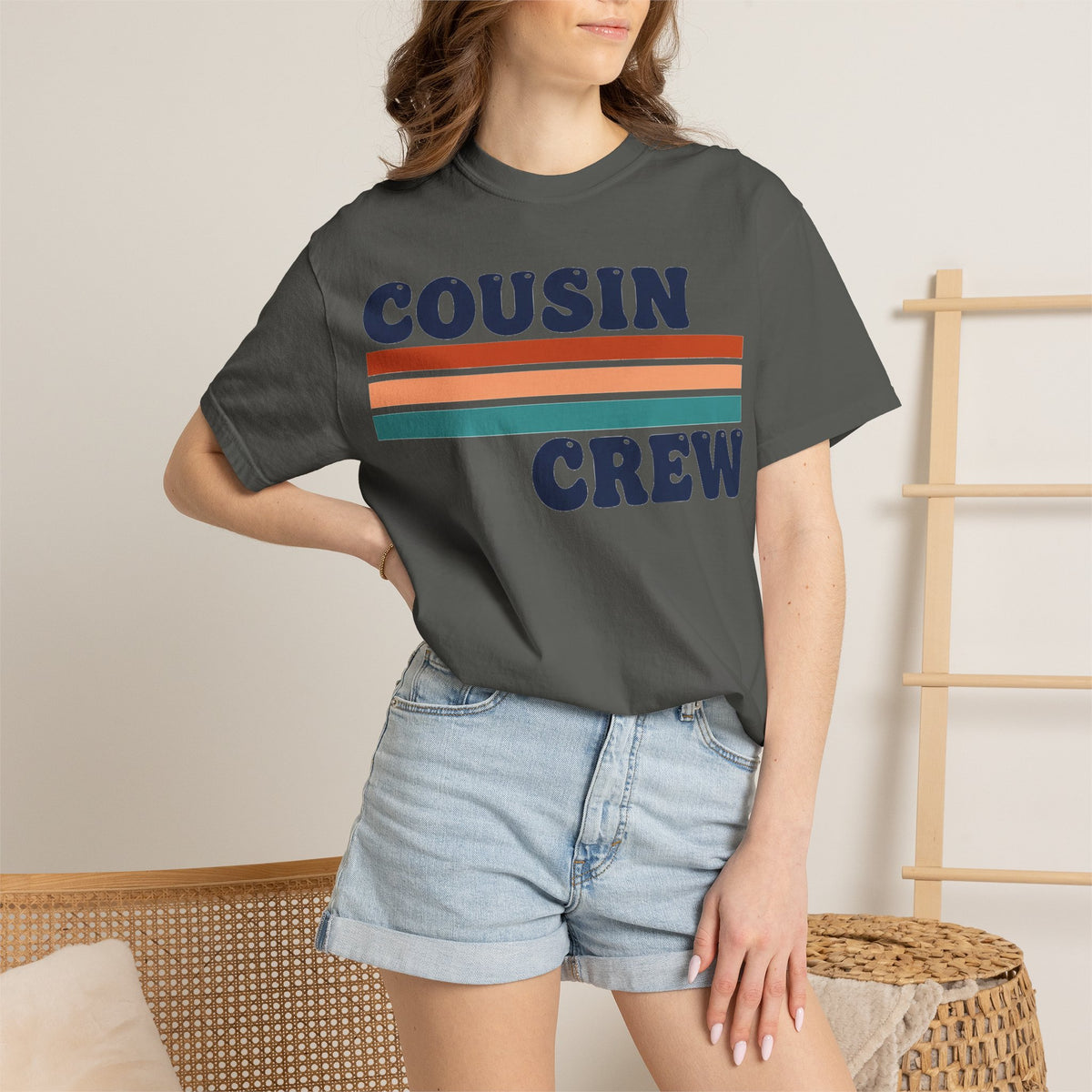 Cousin Crew Stacked Stripe Shirt, Vintage Stripe Family Tee, Matching Cousin Shirt, Reunion Gift