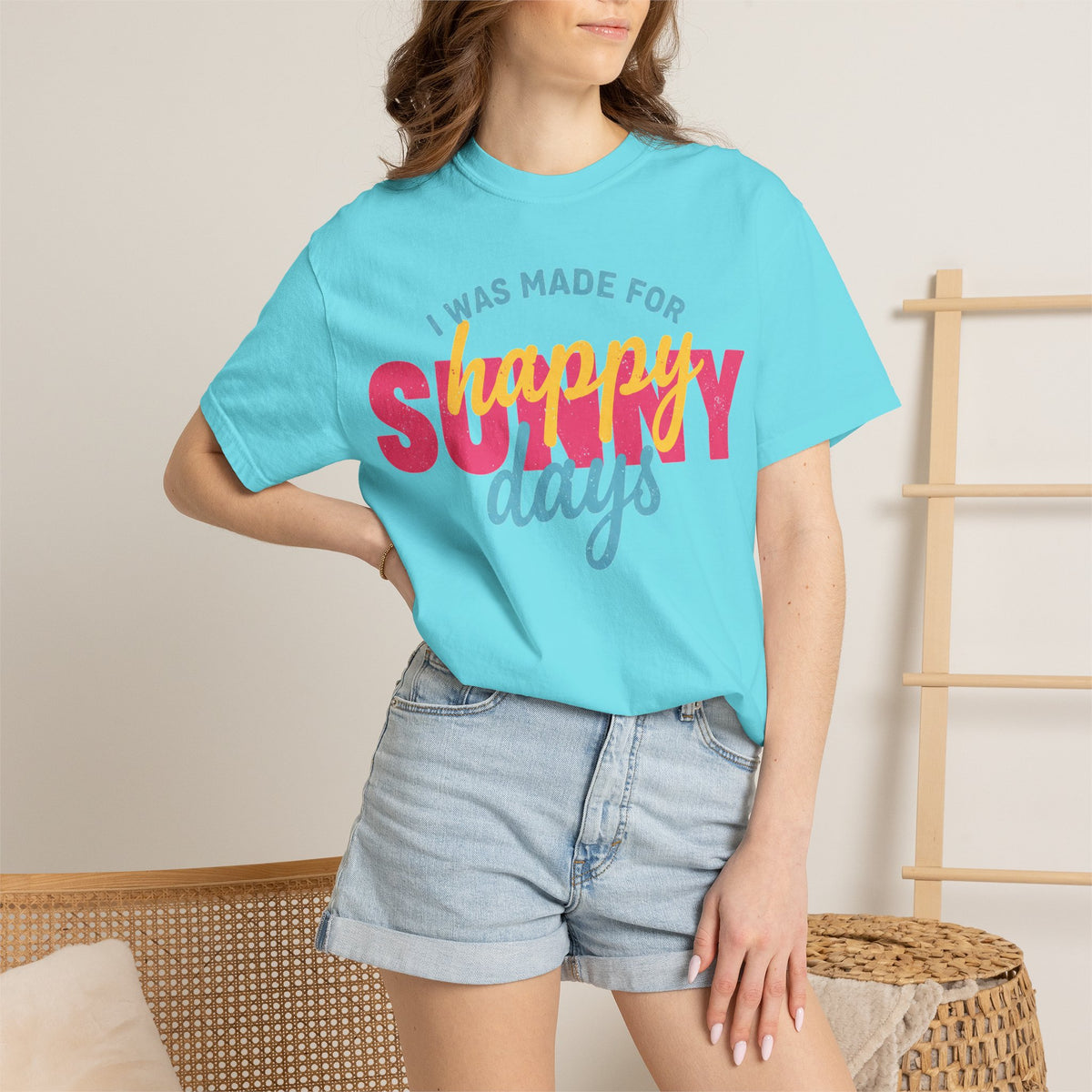 I Was Made For Happy Sunny Days Pastel Shirt, Soft Retro Summer Tee, Beach Vacation Shirt, Summer Gift