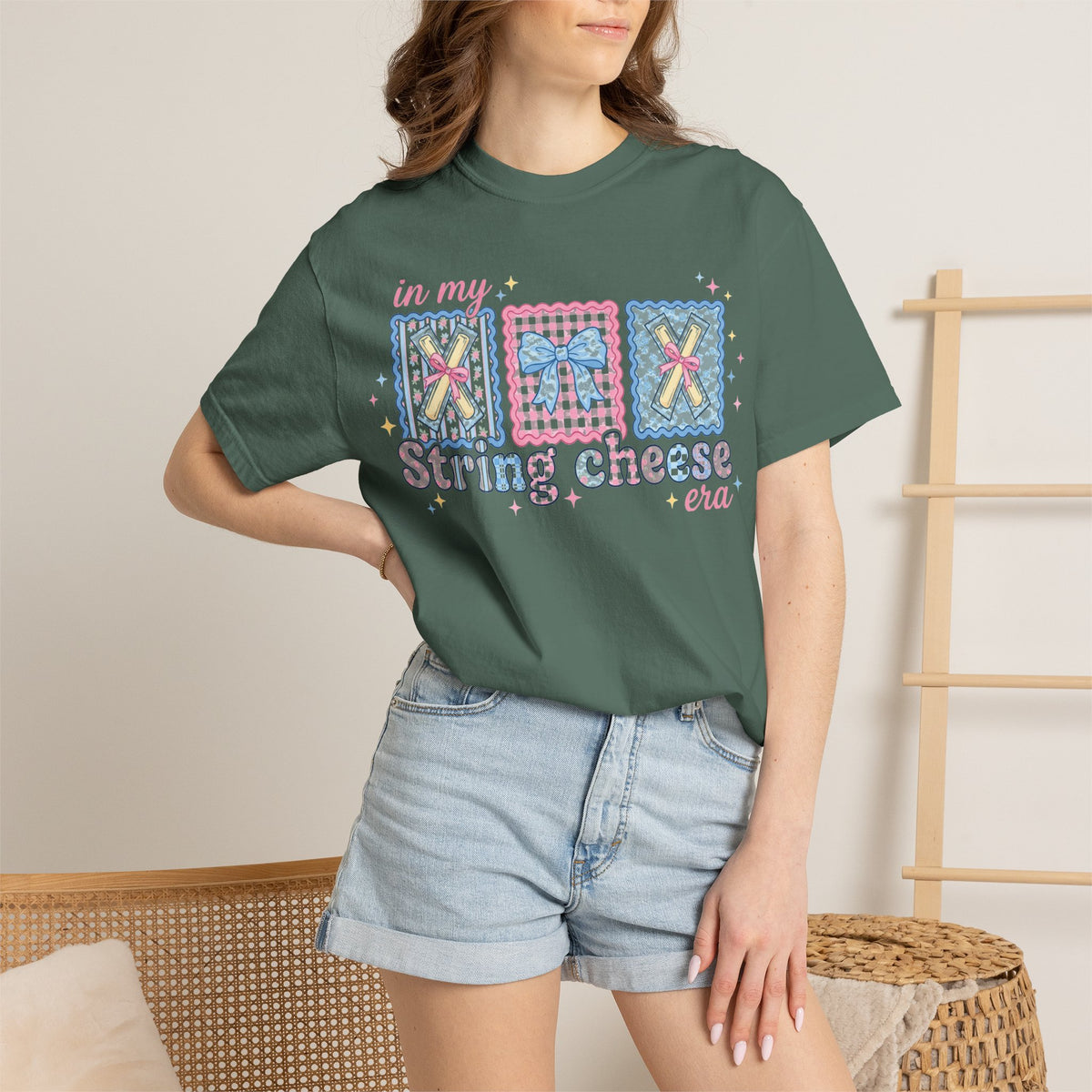 In My String Cheese Era Bow Shirt, Pastel Coquette Snack Tee, Funny Cheese Lover Shirt, Cute Gift