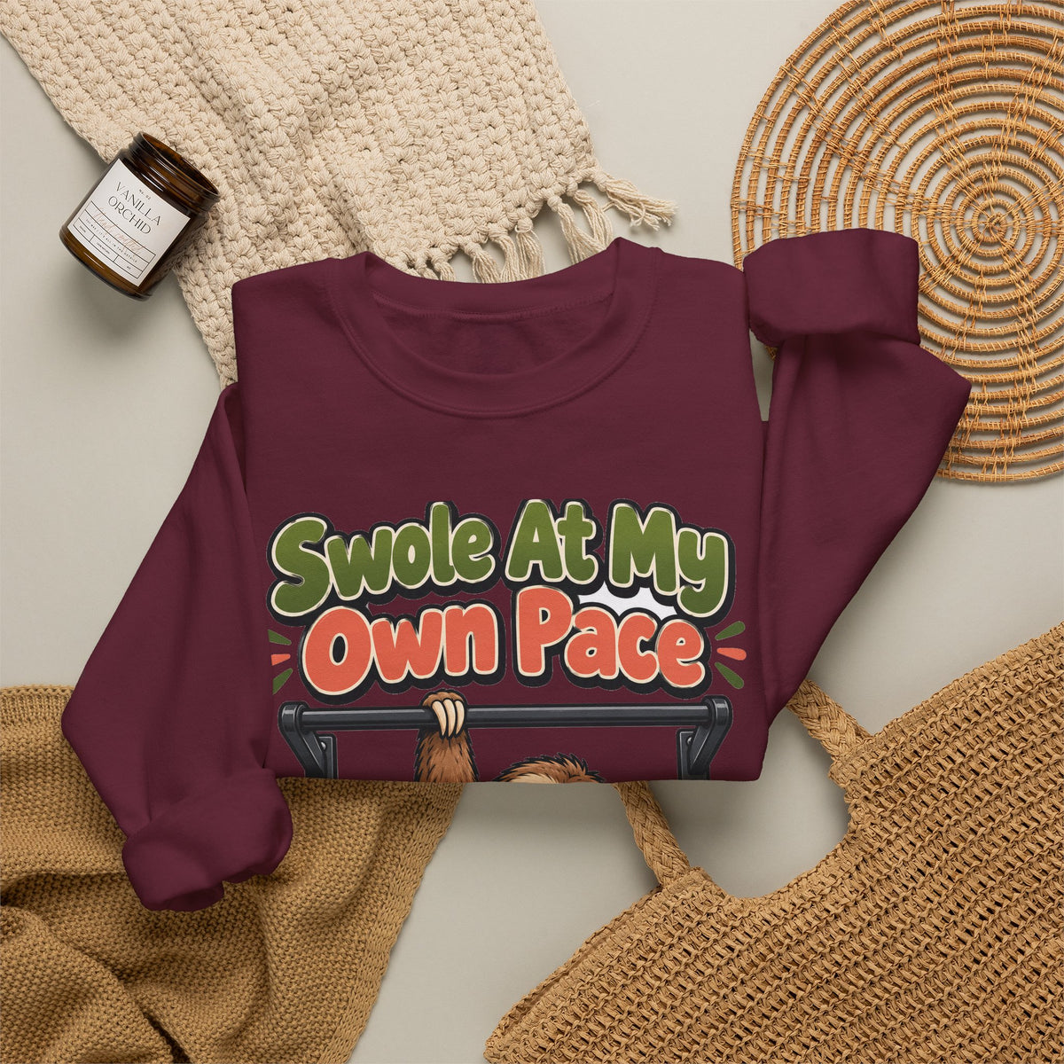 Funny Gym Sweatshirt Swole At My Own Pace | Sloth Weightlifting Sweatshirt | Funny Workout Sweatshirt | Gym Gift