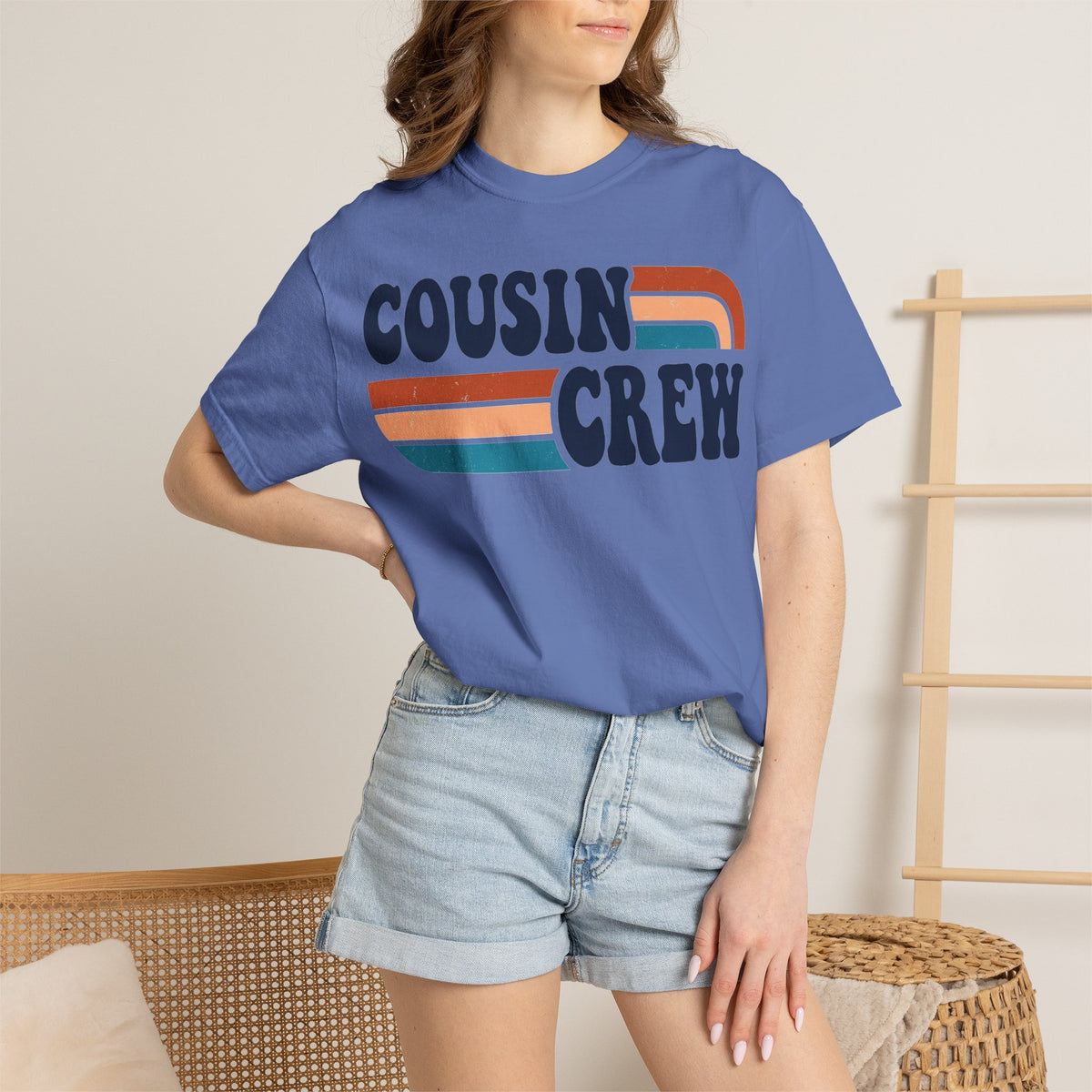 Cousin Crew Rainbow Stripe Shirt, Retro Family Reunion Tee, Matching Cousins Shirt, Family Gift