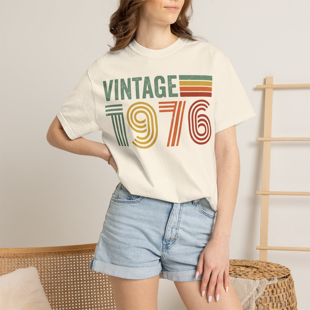 Vintage 1976 Wide Shirt, Retro Striped Birth Year Tee, 50th Birthday Shirt, 1976 Gift