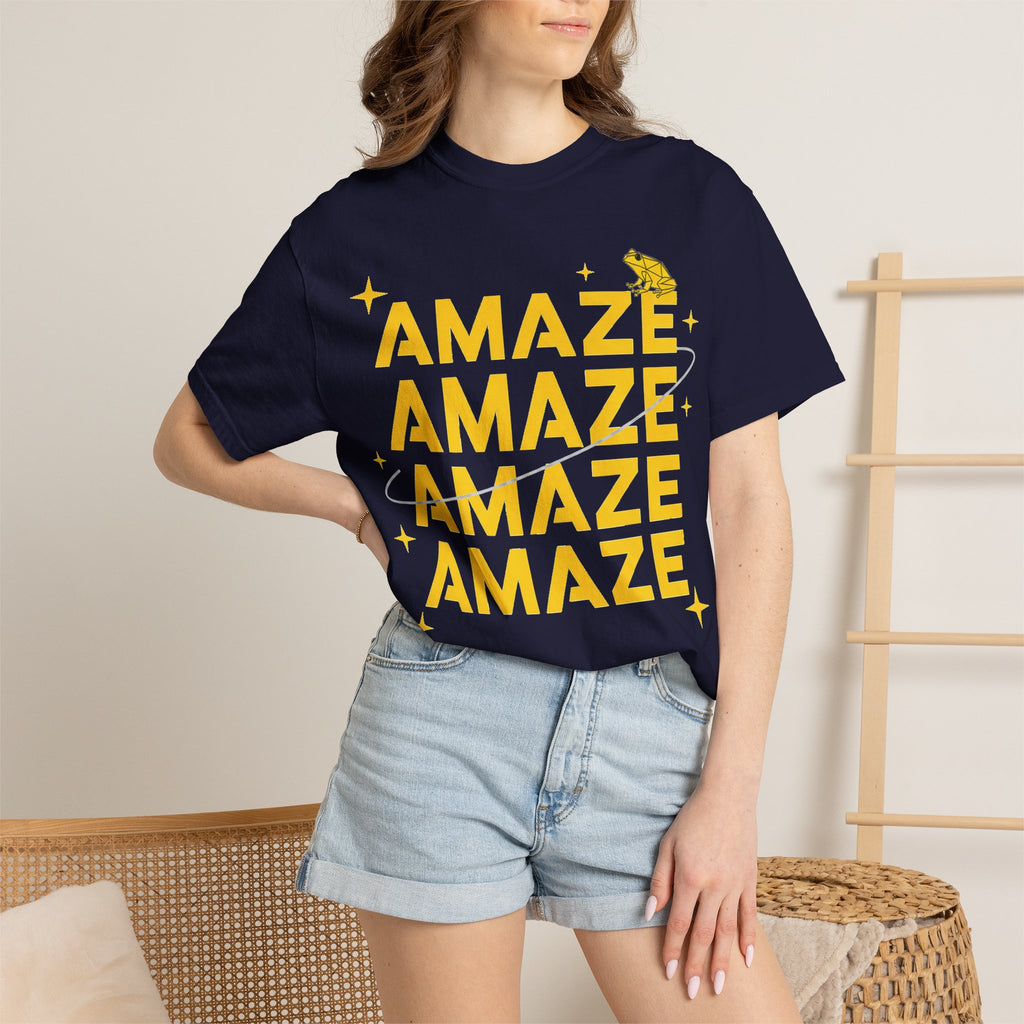 Amaze Amaze Amaze Amaze Shirt, Four Line Retro Type Tee, Frog Sparkle Graphic Shirt, Trendy Gift