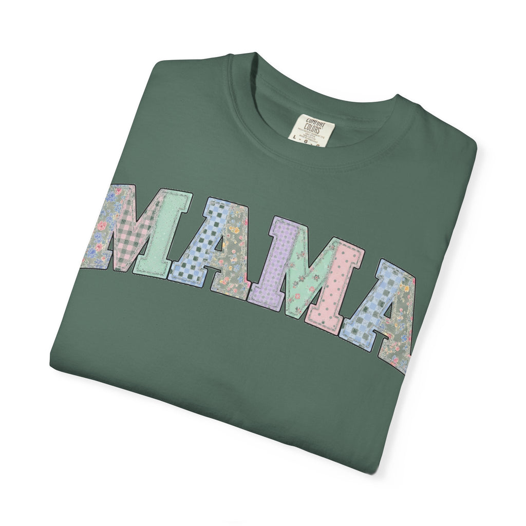 Mama Soft Patchwork Shirt, Small Pastel Applique Tee, Shabby Chic Mama Shirt, Mom Gift