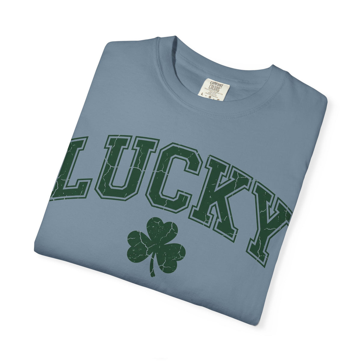 Lucky Shamrock Varsity Shirt, Distressed Green Clover Tee, St Patricks Day Collegiate Shirt, Irish Gift