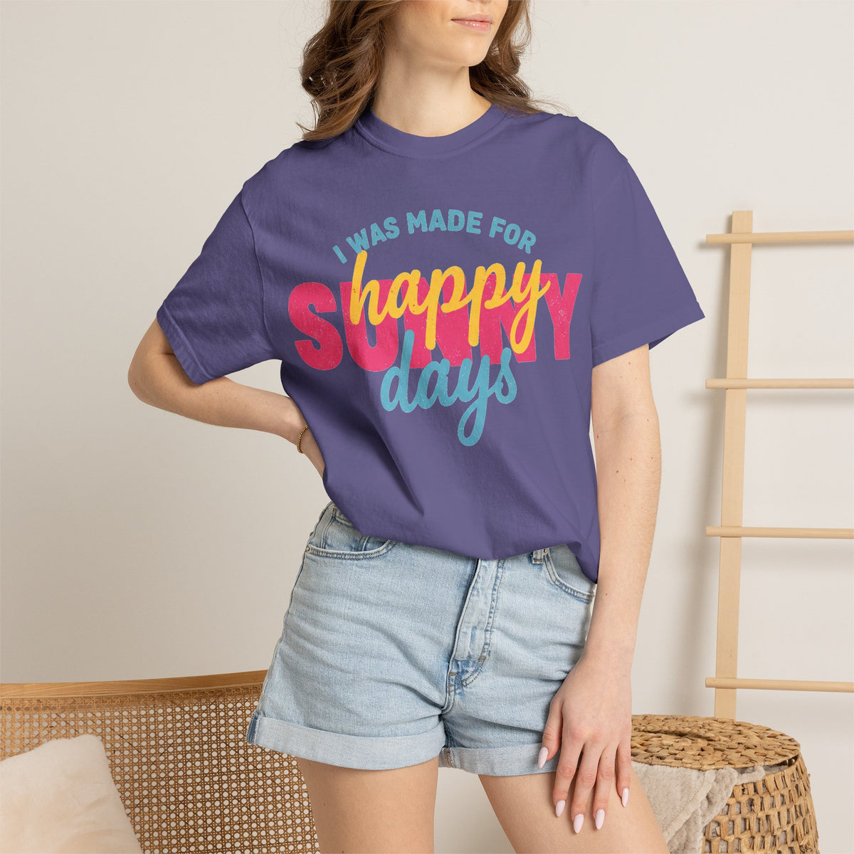 I Was Made For Happy Sunny Days Pastel Shirt, Soft Retro Summer Tee, Beach Vacation Shirt, Summer Gift