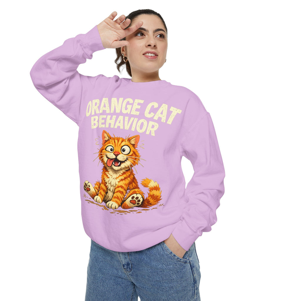 Orange Cat Behavior Sweatshirt — Cute Ginger Kitty Graphic Pullover