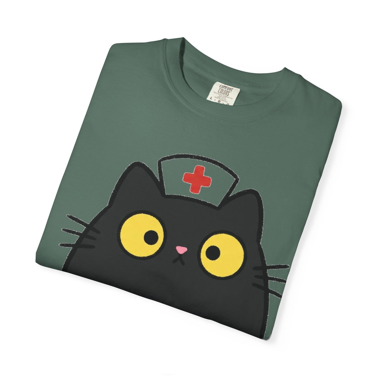 Kawaii Black Cat Nurse Shirt, Cute Cat In Nurse Cap Tee, Funny Nurse Cat Shirt, RN Gift