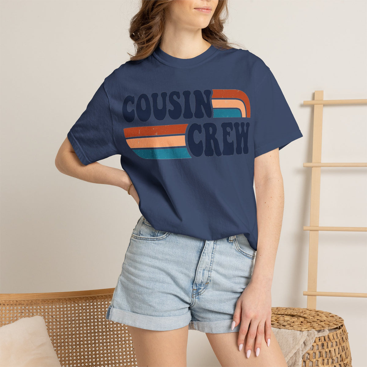 Cousin Crew Rainbow Stripe Shirt, Retro Family Reunion Tee, Matching Cousins Shirt, Family Gift