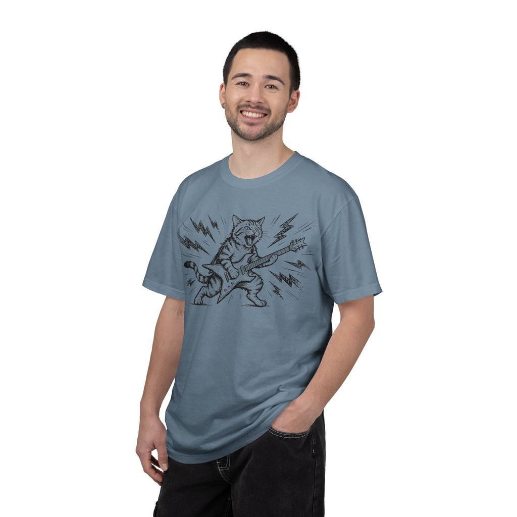 Rock Star Cat Shirt, Electric Guitar Cat Tee, Funny Heavy Metal Cat Shirt, Cat Lover Gift