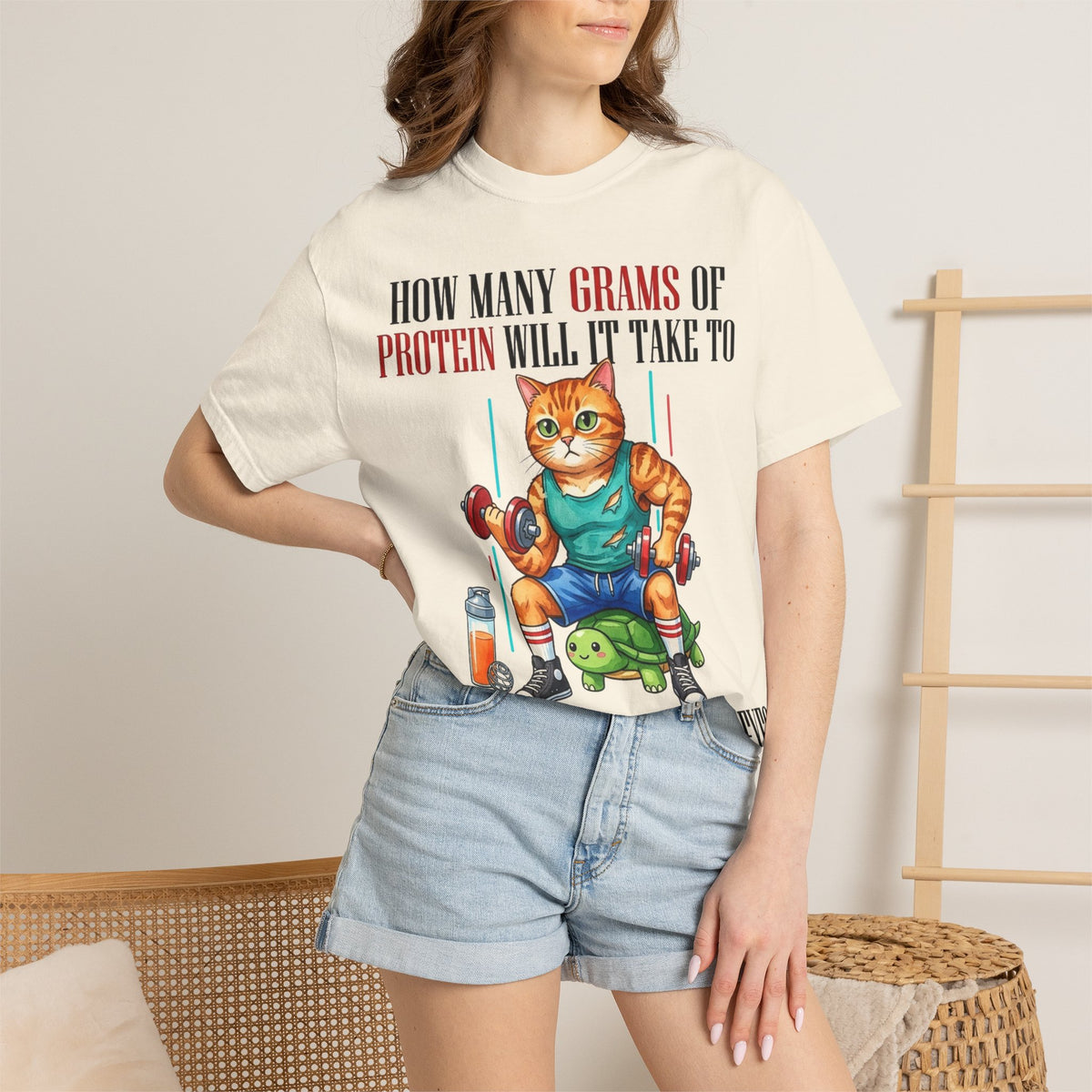 How Many Grams Of Protein Restore The Light In My Eyes Wide Shirt, Buff Gym Cat Tee, Funny Lifting Shirt, Gym Gift