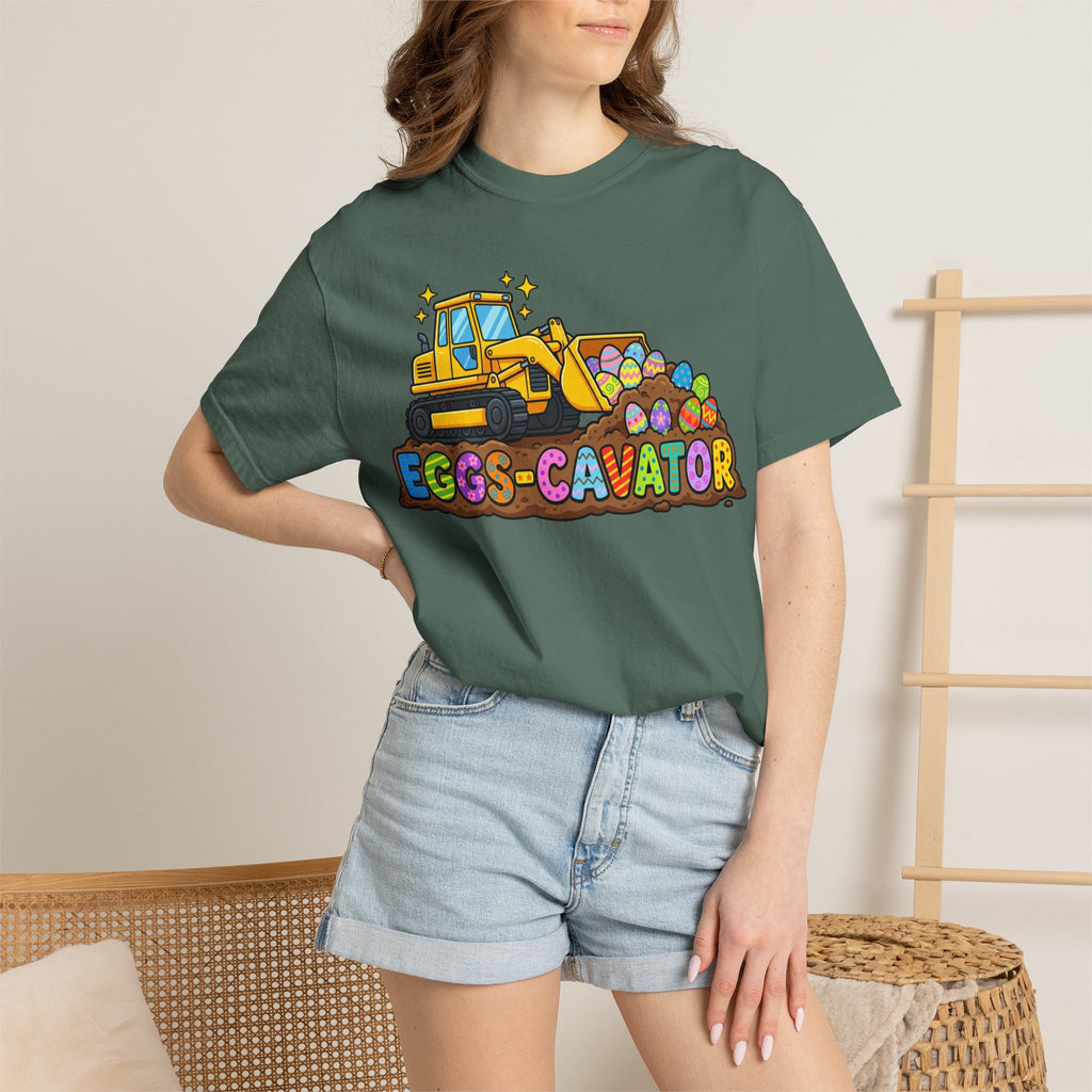 Eggs-Cavator Shirt, Funny Easter Digger Tee, Construction Easter Egg Shirt, Toddler Boy Easter Gift