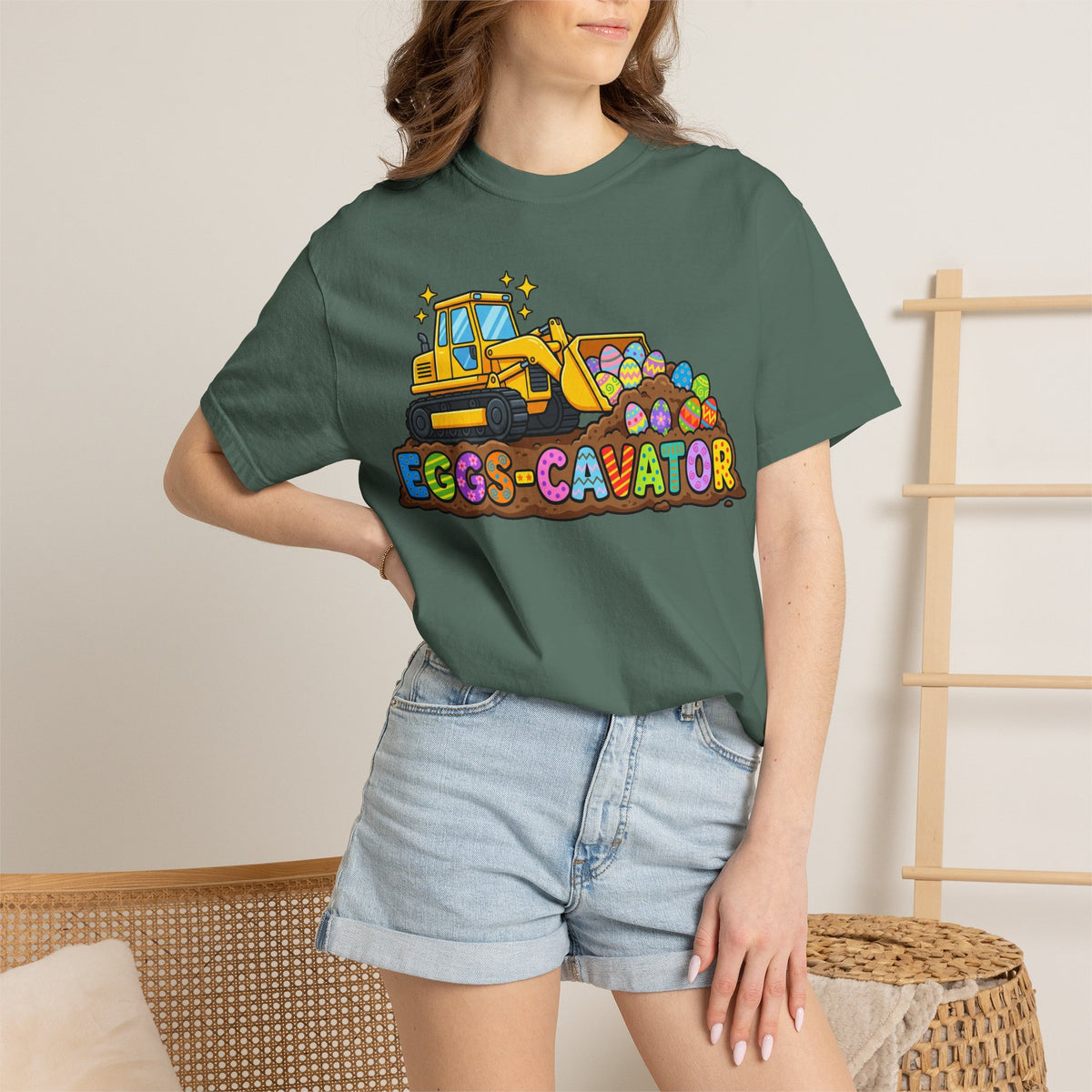 Eggs-Cavator Shirt, Funny Easter Digger Tee, Construction Easter Egg Shirt, Toddler Boy Easter Gift