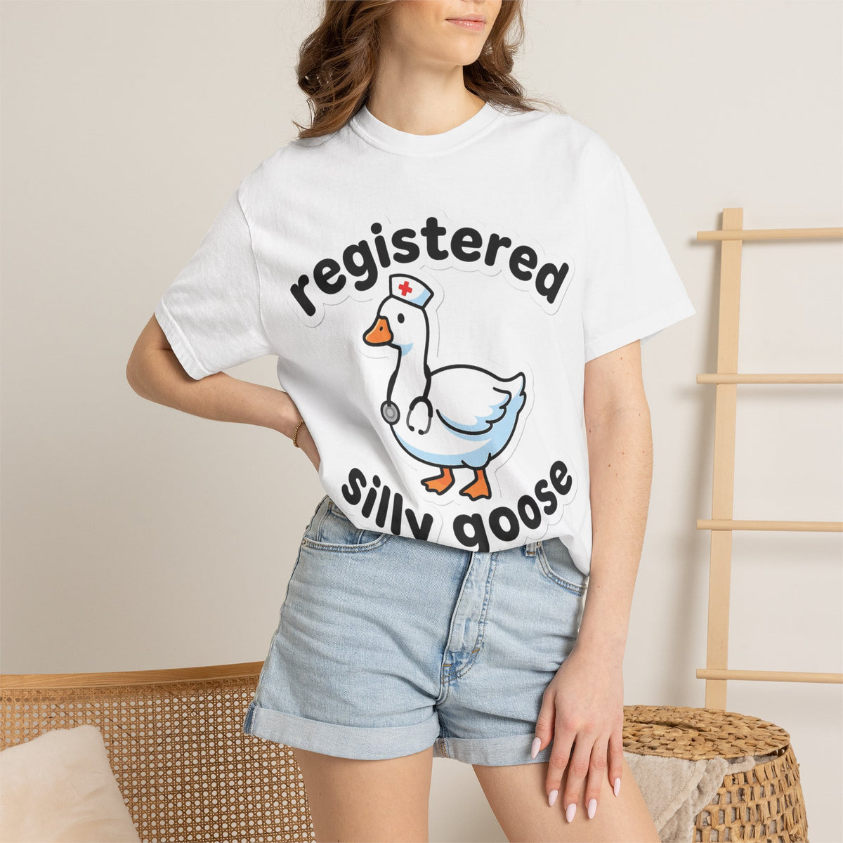 Registered Silly Goose Sticker Style Shirt, Die Cut Nurse Goose Tee, Funny RN Shirt, Nurse Gift