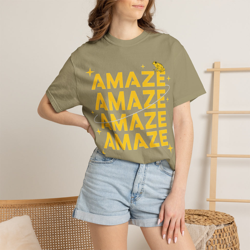 Amaze Amaze Amaze Amaze Shirt, Four Line Retro Type Tee, Frog Sparkle Graphic Shirt, Trendy Gift