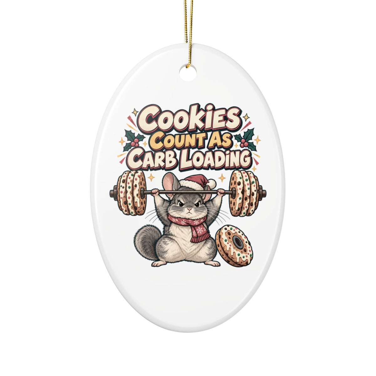 Cookies Count As Carb Loading Ornament, Funny Gym Lover Christmas Gift, Secret Santa Stocking Stuffer, Ceramic Christmas Ornament 2026