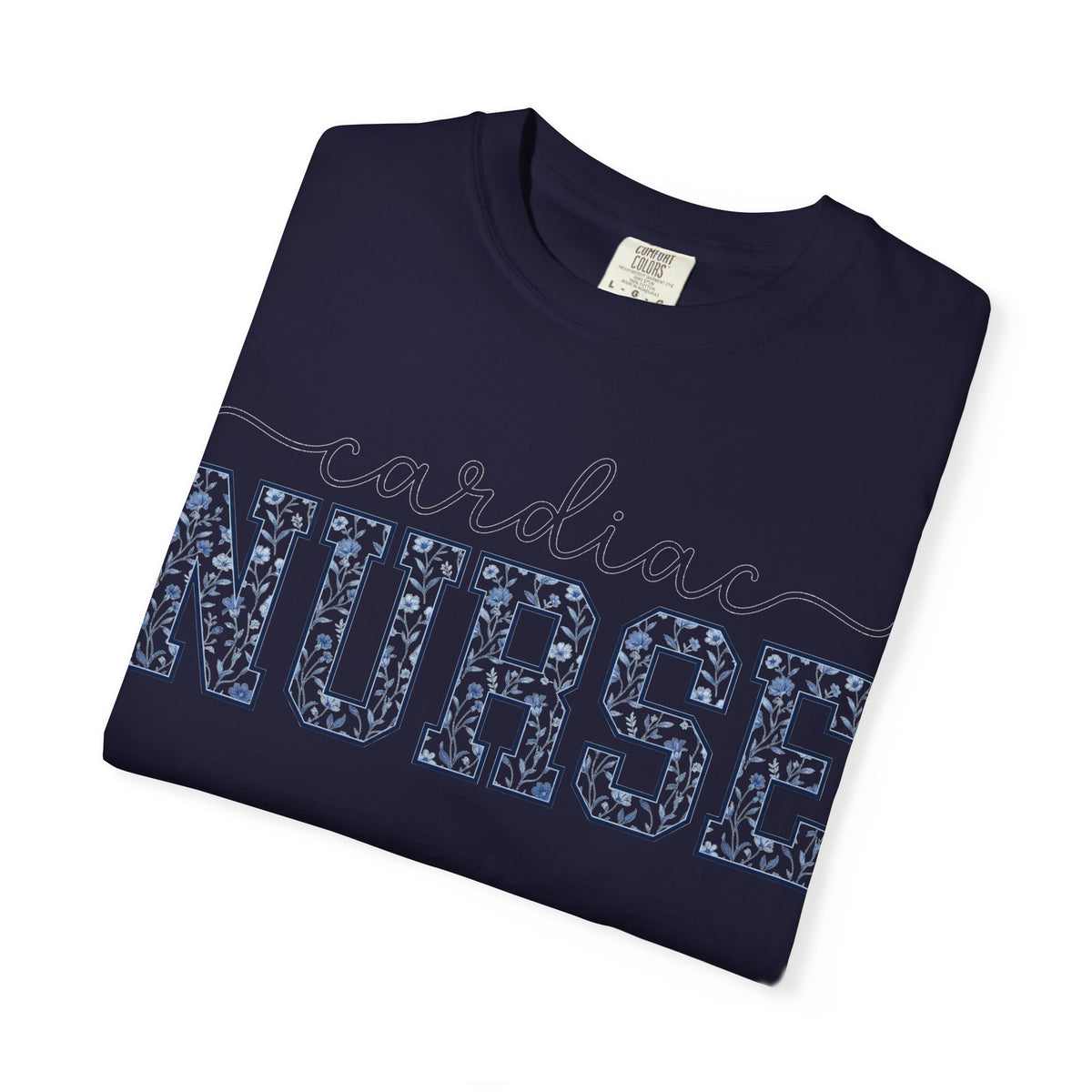 Cardiac Nurse Shirt, Blue Floral Varsity Nurse Tee, Cardiology RN Shirt, Cardiac Nurse Gift