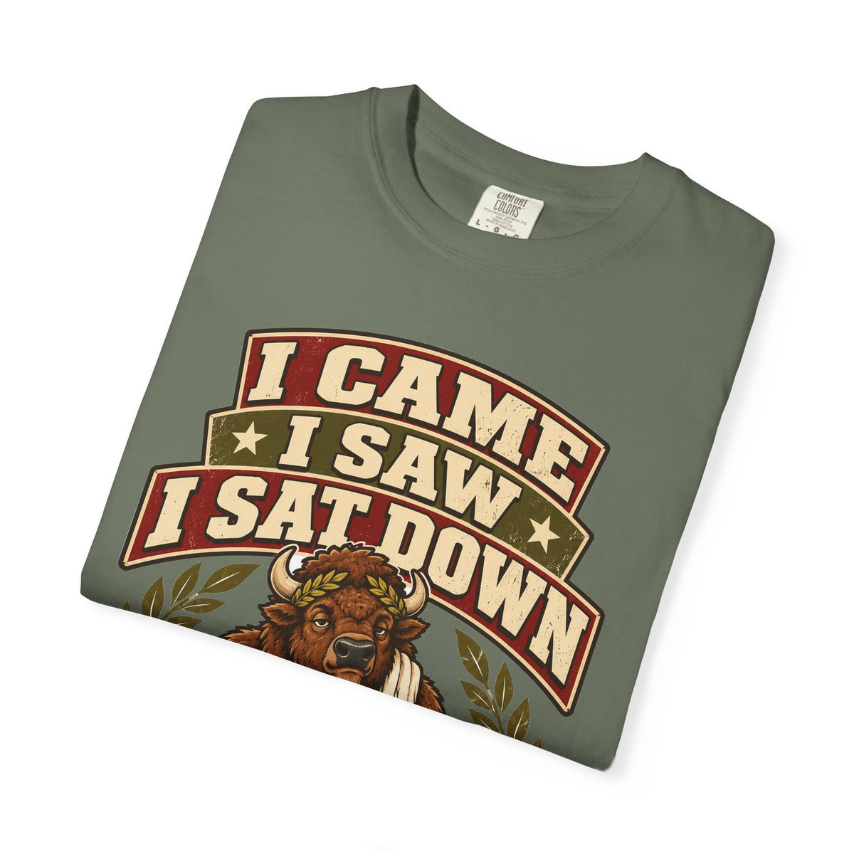Funny Gym Shirt I Came I Saw I Sat Down Bison Shirt, Gym Gift For Men Women, Weightlifting Humor Comfort Colors Shirt