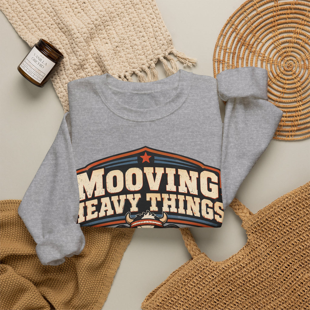 Funny Gym Sweatshirt Mooving Heavy Things | Cow Weightlifting Sweatshirt | Funny Workout Sweatshirt | Gym Lover Gift