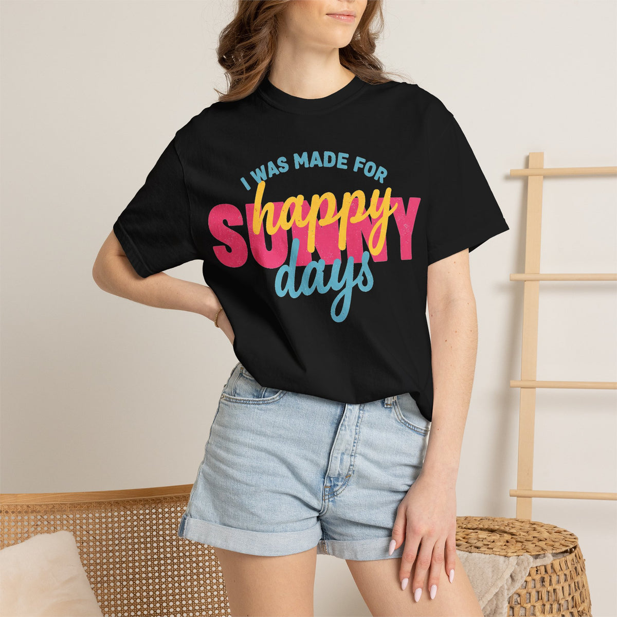I Was Made For Happy Sunny Days Pastel Shirt, Soft Retro Summer Tee, Beach Vacation Shirt, Summer Gift