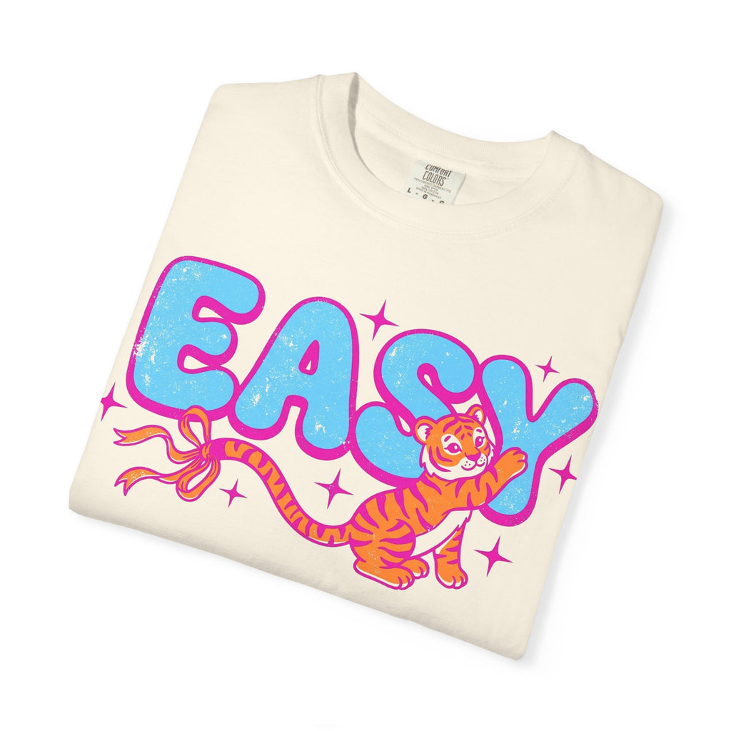 Easy Tiger Bow Shirt, Y2K Cub Bubble Type Tee, Retro Pink Blue Tiger Shirt, Trendy Gift