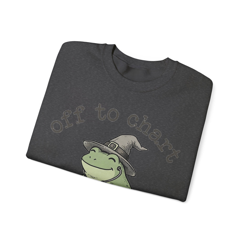 Off To Chart Frog Nurse Sweatshirt, Witch Hat Frog on Scooter Sweatshirt, Funny Halloween Nurse Sweatshirt, Spooky Nursing Student Gift, RN